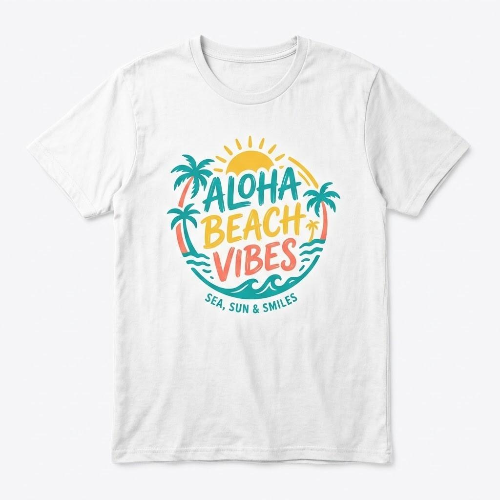 Aloha Beach Vibes T-Shirt Tropical Summer Vacation Tee Sun Sea Smiles Unisex T-Shirt XXXXL