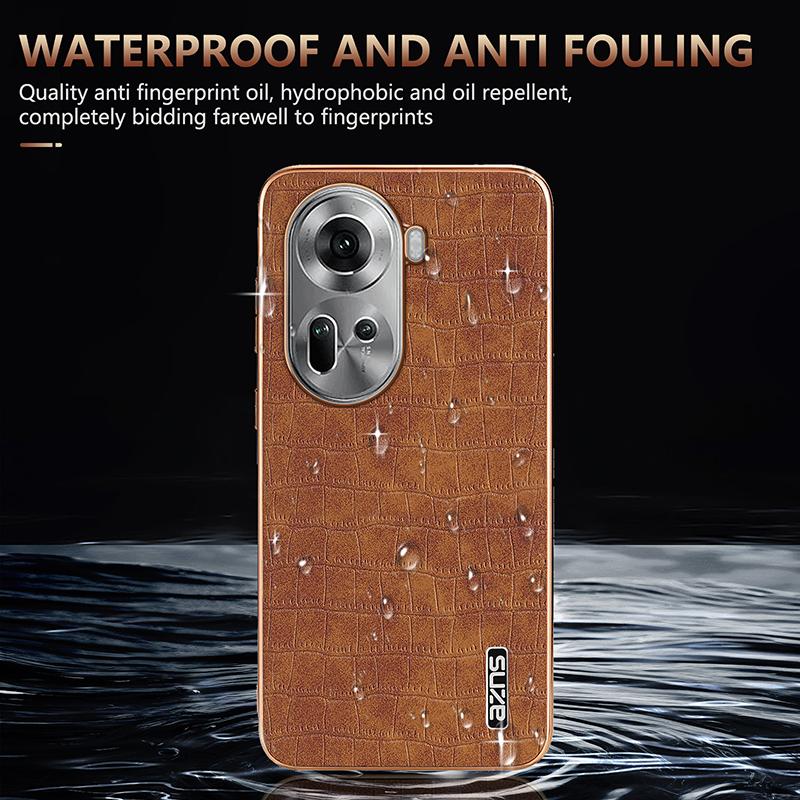 For Oppo Reno11 5G (Global) Case PU+TPU Phone Cover Electroplating Crocodile Texture