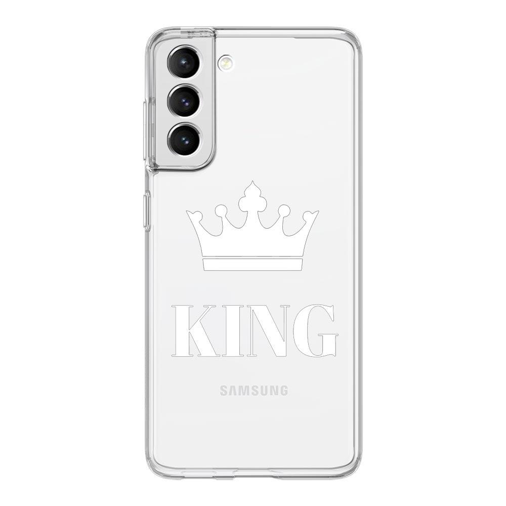 Phone Case For Samsung Galaxy S24 Ultra S23 FE S22 S20 S21 5G S10 S9 Plus S10E S8 Soft Clear Couple Style Crown King Queen Cover