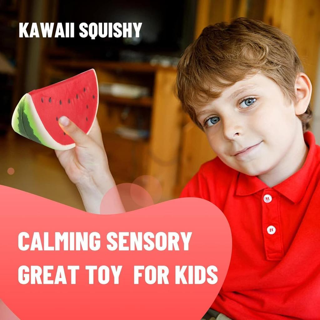 Watermelon Fruit Squishies Toys Slow Rising Stress Relief Sensory Toys Watermelon Stress Ball Summer Party Gifts for Kids Adult
