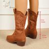 Large size embroidered sleeve medium boots women's autumn and winter new thick heel western cowboy fashion boots women