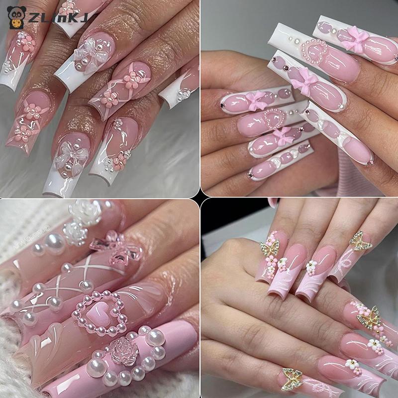 12 Grid Nail Resin Bowknot Bear Nails Art Charms Bowknots Heart Flower Kawaii Diy Decor Lollipop 3D Manicure Rhinestone Tools