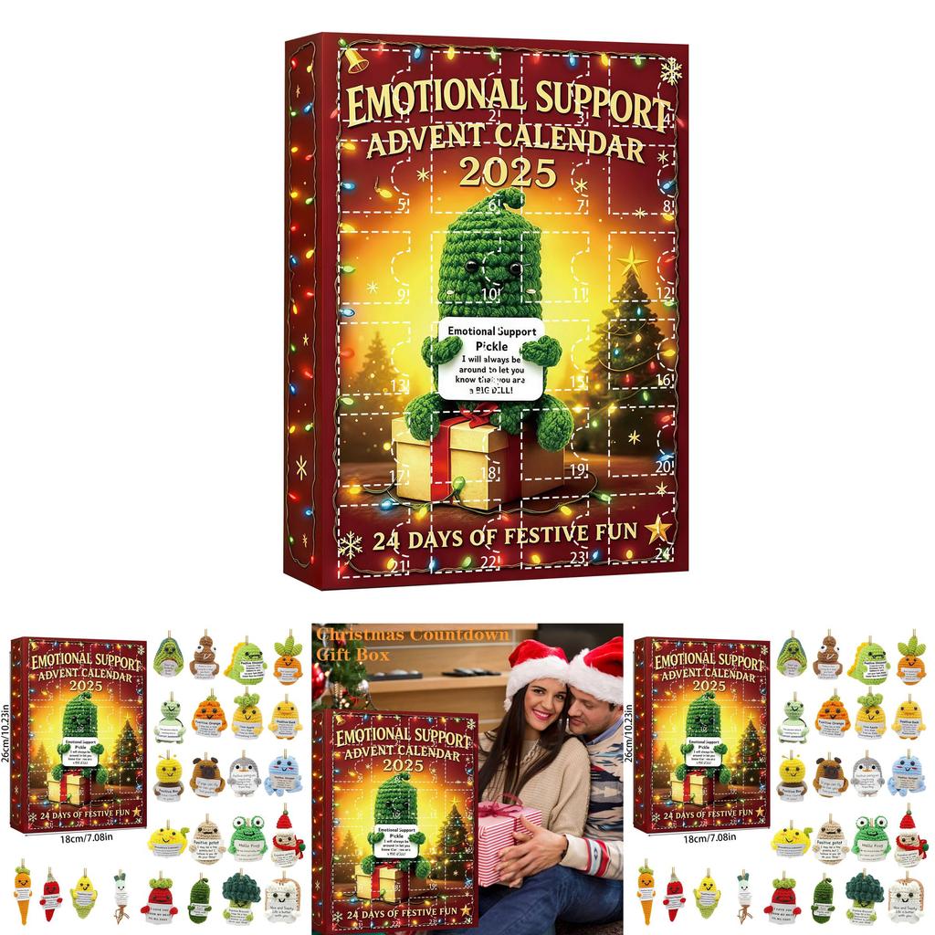 Weihnachts-Adventskalender zur emotionalen Unterstützung mit Cartoon-Acryl-Dekorationen zum Verschenken