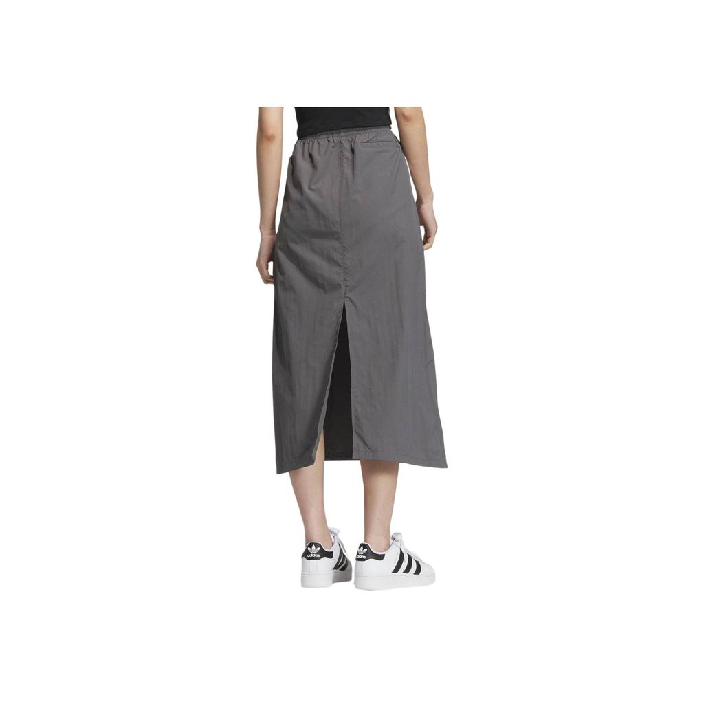 Adidas Originals 3-Stripes Colorblock Sports Casual Long Skirt Women Bottoms Dark-Grey JC6124