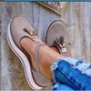 Summer Sandals Women's Thick-soled Tassel Large Size Buckle Flat-bottomed Casual Sandals Women