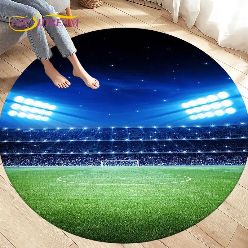 3D Cartoon Soccer Football Circle Area Rug Large,Round Carpet Rug for Living Room Bedroom Sofa Decoration,Kids Play Floor Mat
