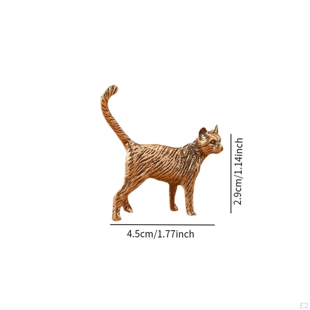 Brass Persian Cat Miniature Creative Kitten Ornament Collectable Compact Mini Long-tailed
