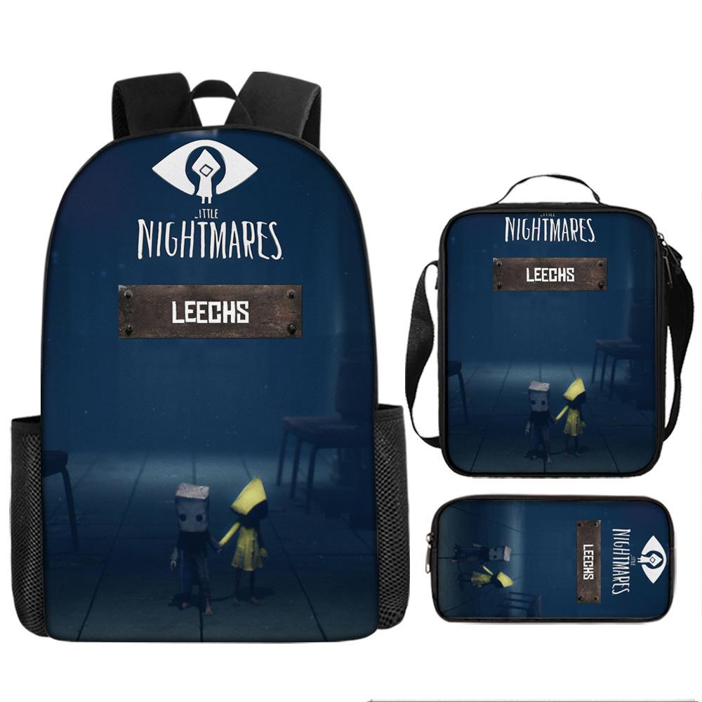 Luxury Popular Novelty Little Nightmares 3D Print 3pcs/Set pupil School Bags Laptop Daypack Backpack Lunch bag Pencil Case