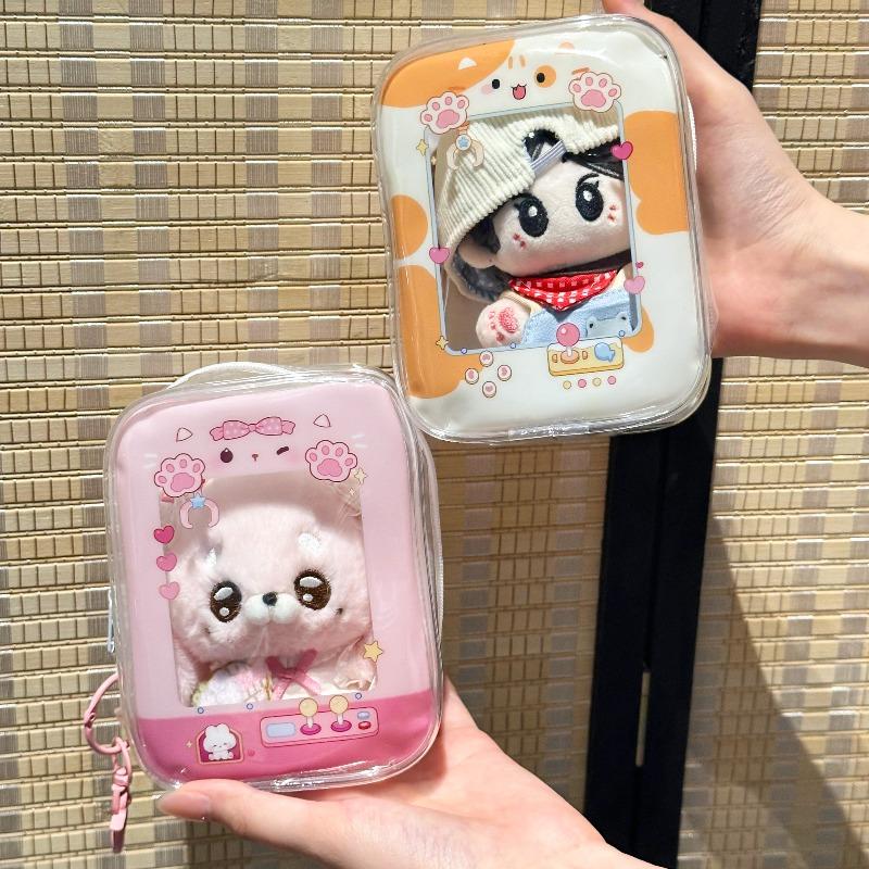 Original Animal Transparent PVC Doll Storage Bags for 13 20cm Plush Doll Kawaii Claw Machine Shaped Storage Bag with Lanyard New