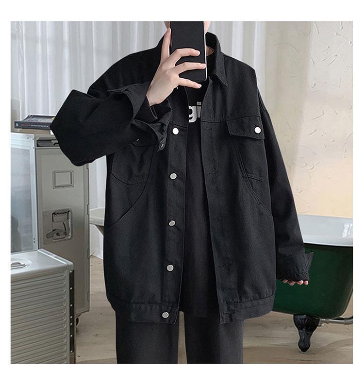 Pánská trendy volná džínová bunda - Velká, ležérní všestranný svrchní oděv na podzim/zimu