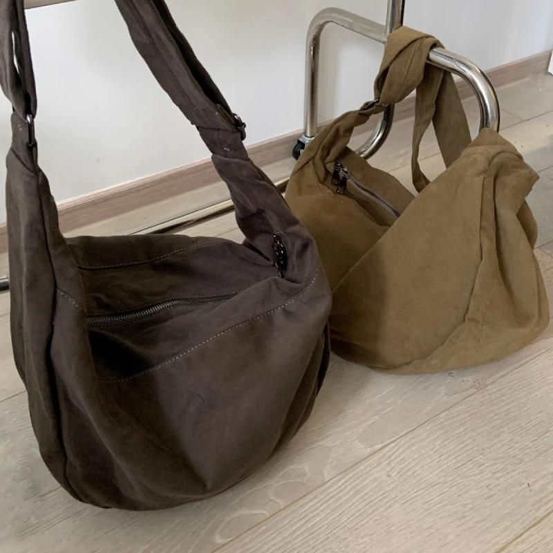 Retro Autumn and Winter Dumpling Bag Shoulder Bag Unisex Handbag Large Capacity Canvas Bag Harajuku Idle Sle Tote Bags for Women