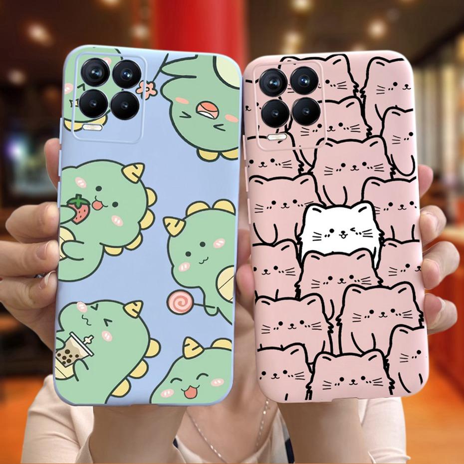 Capa Para Realme 8 Pro / Realme 8 4G Desenho Animado Fofo Cor Doce Silicone Macio Capa Para Realme8 8Pro RMX3085 RMX3081 Capas de Telefone