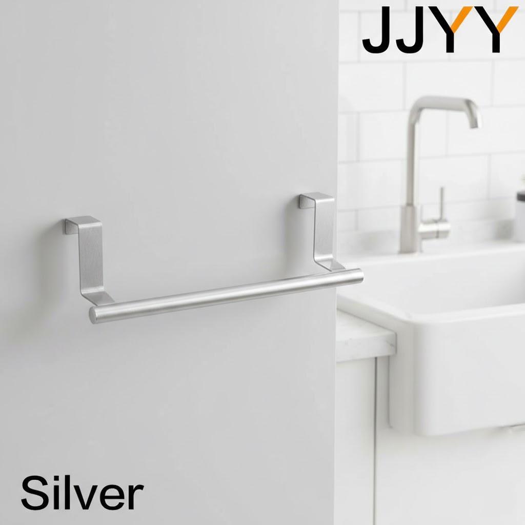 

Stainless Steel Over Door Towel Rack Hanging Holder Shelf Bathroom Kitchen Organizer Storage Solutions серебряный