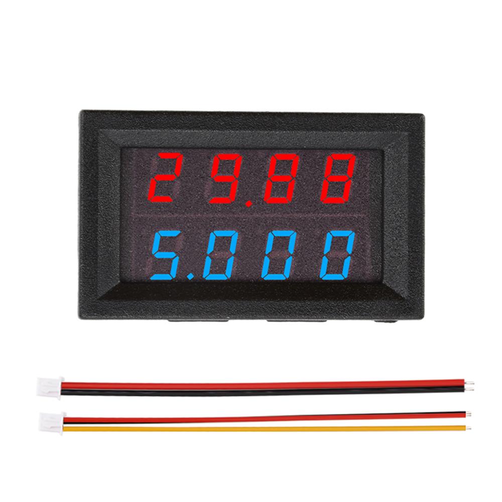 

4 digit 5 wire mini digital voltmeter ammeter DC 100V 200V 10A Voltmeter Ammeter Dual LED display