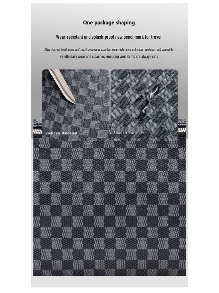 Men's Plaid Handbag: Business One-Shoulder Classic, 14-inch Laptop Briefcase