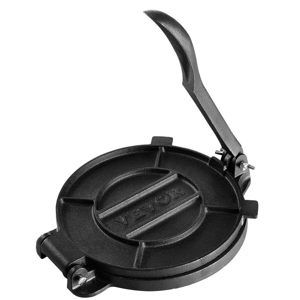 Tortilla Press, 8 Inch Tortilla and Roti Maker, Cast Iron Heavy Duty Tortilladora Press, Pre-Seasoned Pataconera Maker with 100 Pcs Parchment Paper,