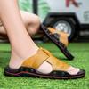Men Slippers Outdoor Summer Brown Sandals Yellow Open Toe Beach Shoes Plus Size for Father