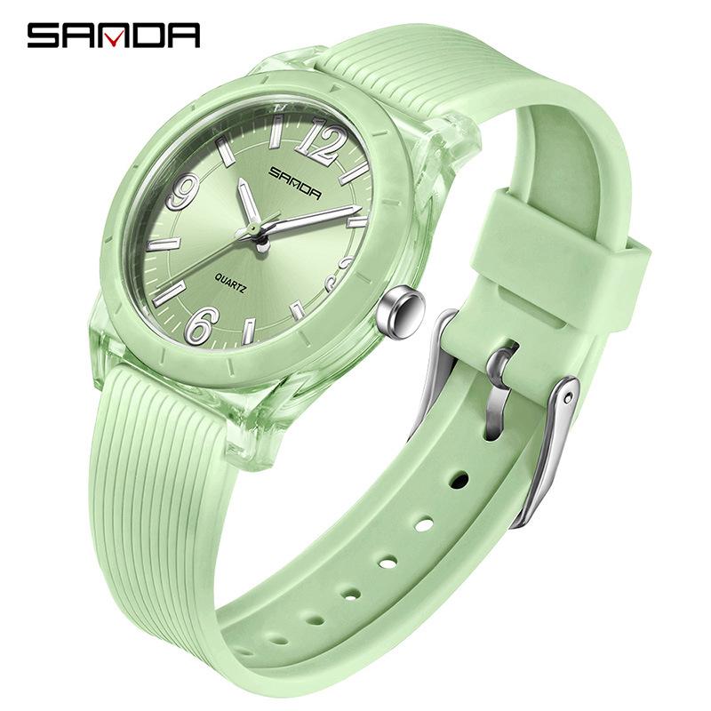 Sanda TEMU Hot-Selling Waterproof Quartz Luminous Student Watch with Thin Transparent Case for Children