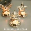 Gold Metal Christmas Candle Holder – Christmas Desktop Decoration Ornaments Home Dining Table Layout European French