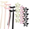 18 pcs BB Clip of hair for women and girls Y2K cute star clips style headband with long bow ribbon Clip for Hair accessories
