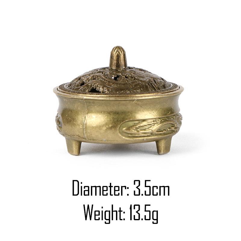 Mini Antique Brass Incense Burner Propitious Dragon Phoenix Hollow Incense Censer Ornaments Chinese Ancient Tea Desk Decor