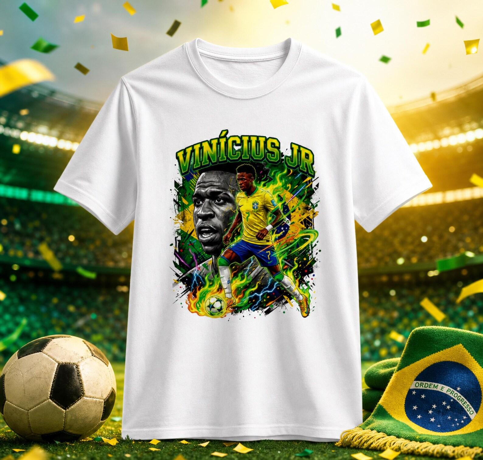 Vini Jr. Oversized Boxy Tee, Brazil Soccer T-Shirt, Brasil Football Fan Tee, Vintage Brazil Supporter Shirt, Soccer Fan Gift XL