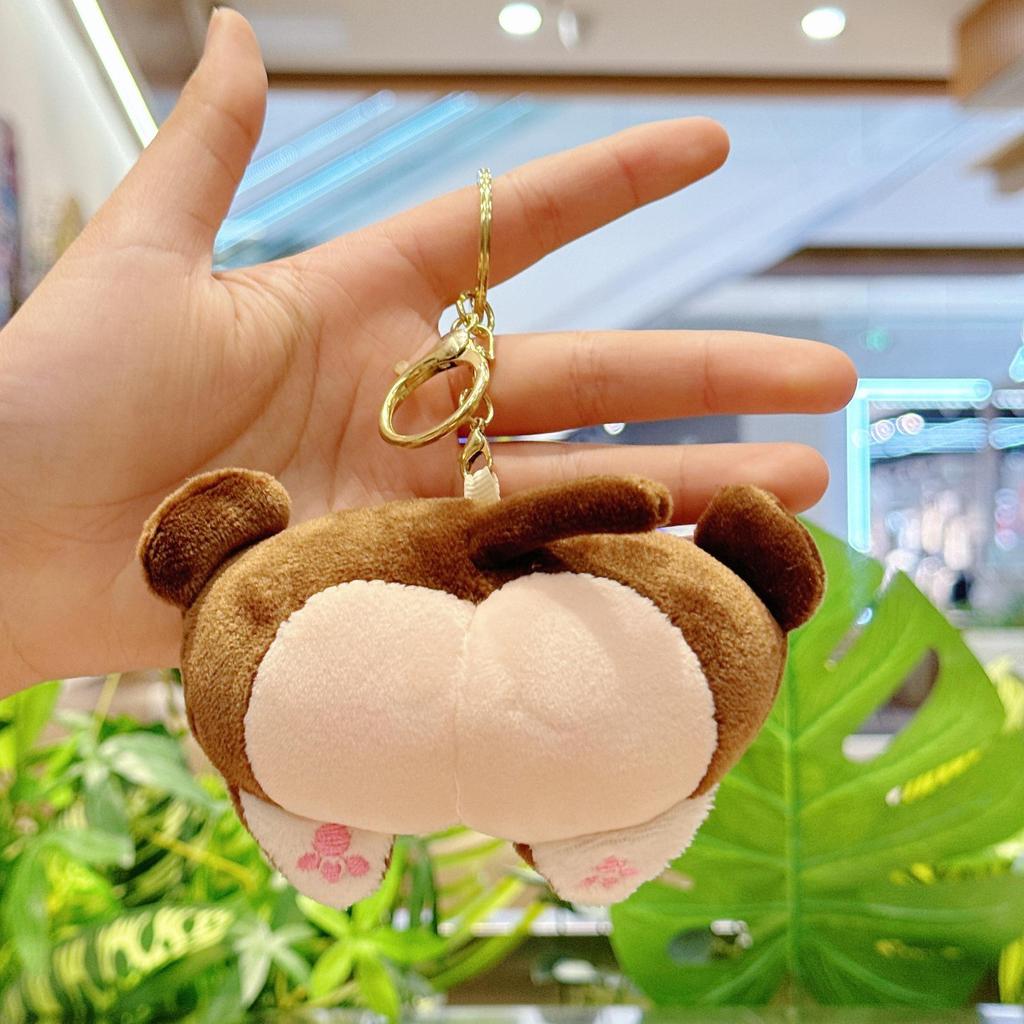 Creative Plush Corgi, Pig, and Cat Butt Keychain Pendant Charm for Women