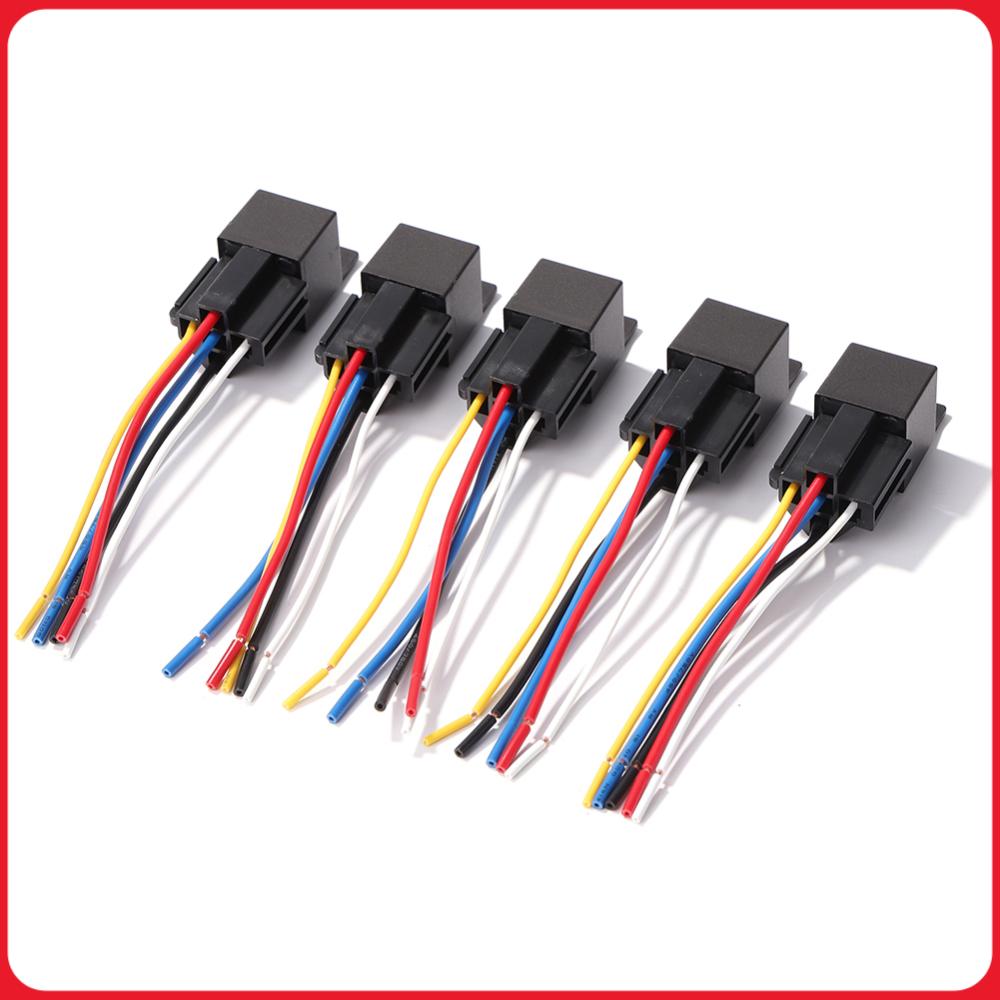 5pcs Automobile Relay Low Power Consumption Car Relay Wiring Socket Replacement Parts Auto Parts Accessories