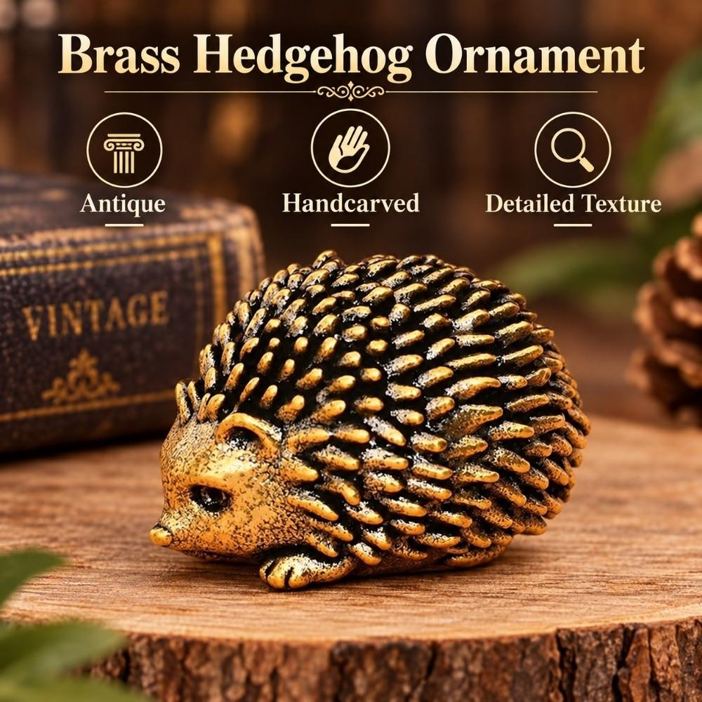 Detailed Texture Copper Hedgehog Statue Antique Hedgehog Figurine Gift for Collection