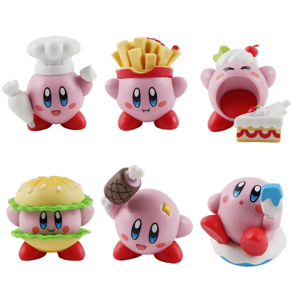 6pcs/set Kirby Cake Decoration Food Vinyl Doll Figure Toys Kid Gifts