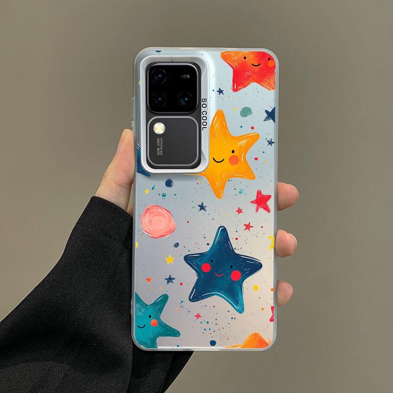 For Samsung Galaxy S24 S23 Ultra Plus FE S25 S22 Ultra Plus S21 FE Laser Phone Case Five-pointed Star Printed Shockproof Covers