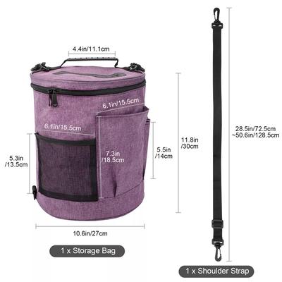 Knitting Tool Storage Bag Yarn Crochet Organizer Tote Bag Large Capacity Portable With Front Yarn Needles Hooks Pocket