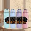 1PC Black Brown Dachshund Bust 750ml Color Plastic Sports Water Bottle Leakproof Flip Straw Lid For Sports Office Home Use