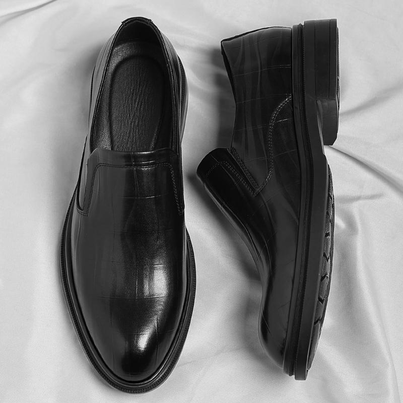 Fashion Retro Men Derby Shoes Classic Business Men Casual Shoes Fashion Man Leather Loafers Handmade Slip on Flats Formal Dress Footwear