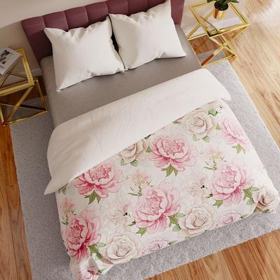 PATTI Bedding Set 160x200 Cm - Satin Cotton, White, Floral Pattern