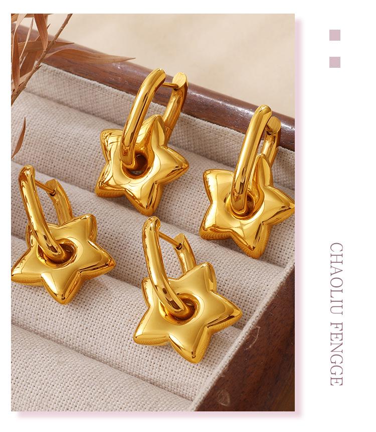 Classic Star Pendant Square Hoop Earrings for Women