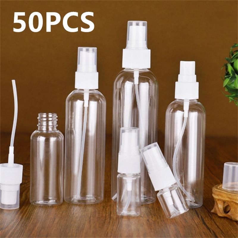 50PCS 10ml 30ml 50ml 100ml Clear Empty Spray Bottles Refillable Bottle Container Empty Cosmetic Containers Perfume Bottles