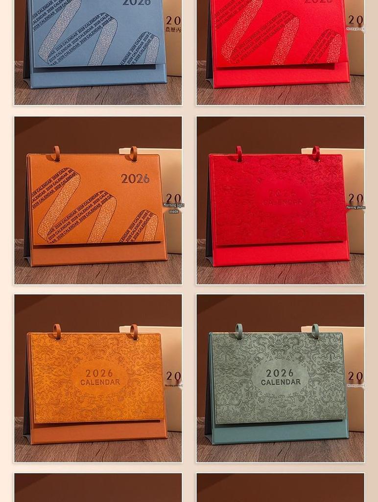 2026 Year of the Horse Leather Desk Calendar: Customizable High-End Planner & Desktop Ornament