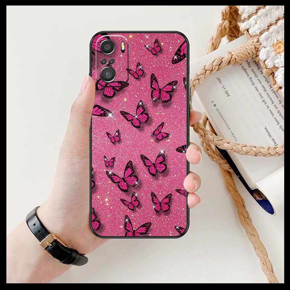 Model de fluture frumos pentru Xiaomi Redmi Note 10S 10 9T 9S 9 8T 8 7S 7 6 5A 5 Pro Max husă neagră moale