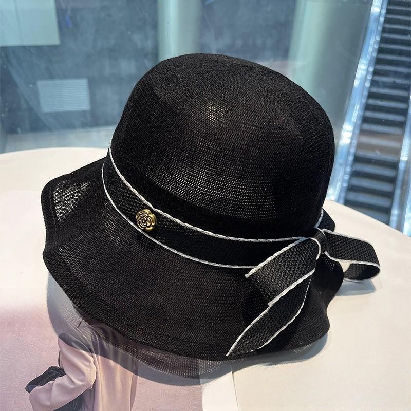 

Cotton Wide Brim Sun Hat With Bow Knot For Women Summer Sun Protection чёрный
