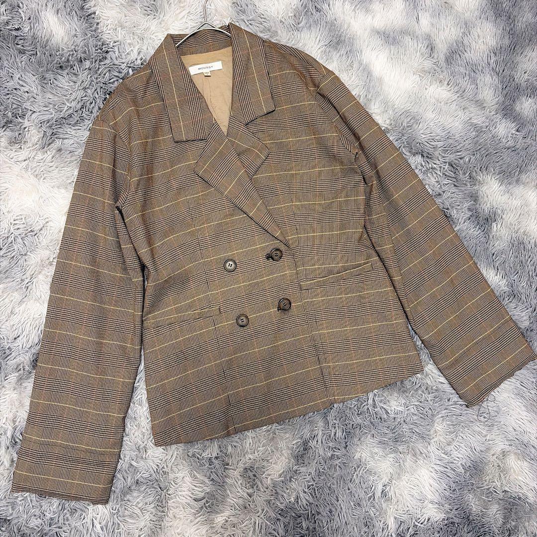 MOUSSY (S) Tailored Jacket Brown Plaid Pattern