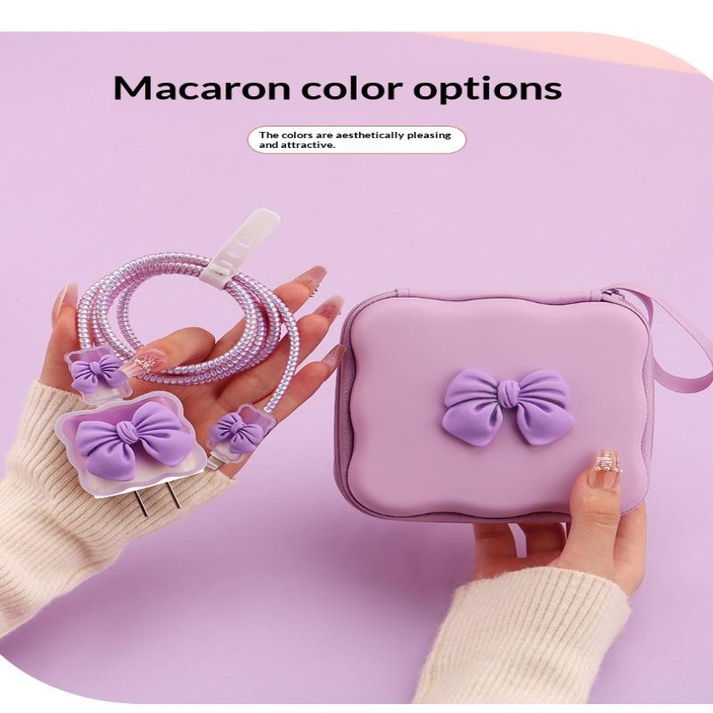 Charger Lid Storage Bag Fashion 3D Heart Design Drop-resistant Protective Case Lightweight Organizer for Office School Travel