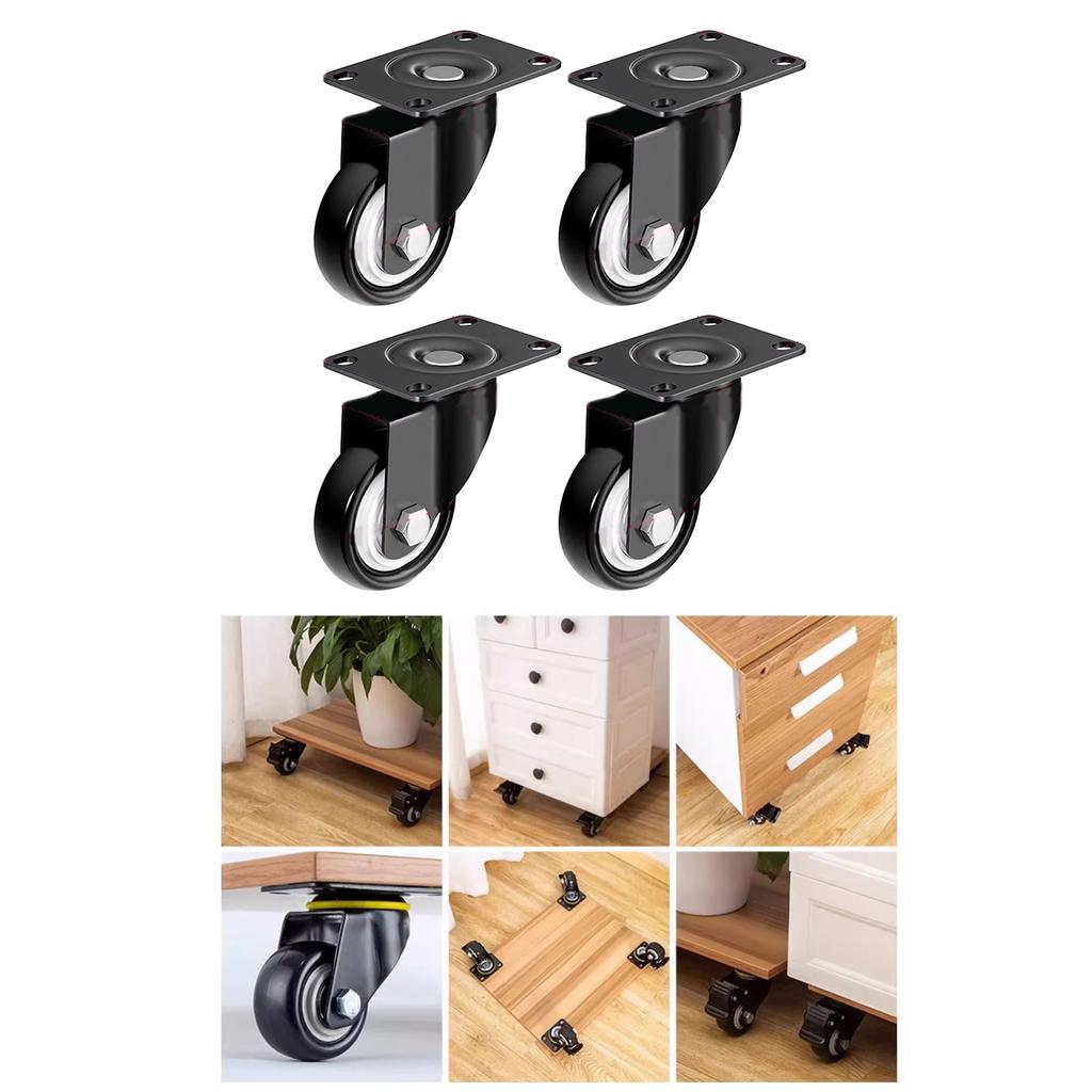 4 Pcs Heavy Duty Furniture Caster Wheels 360Degree Plate Swivel Castors Wheel for Furniture Kitchen Cabinet Table