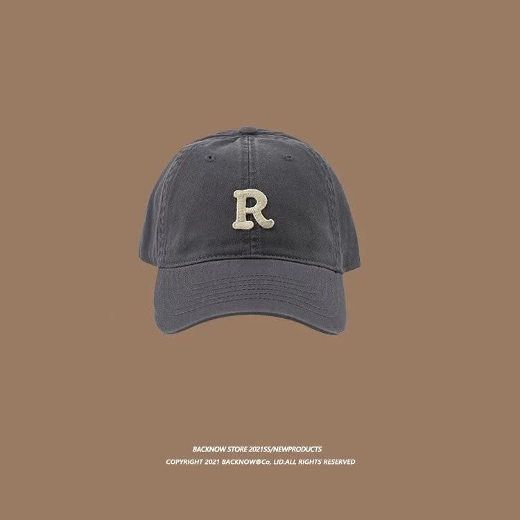 Versatile Large Head Baseball Cap: Solid Color, Deep Crown, Wide Brim, Embroidered Letter Design