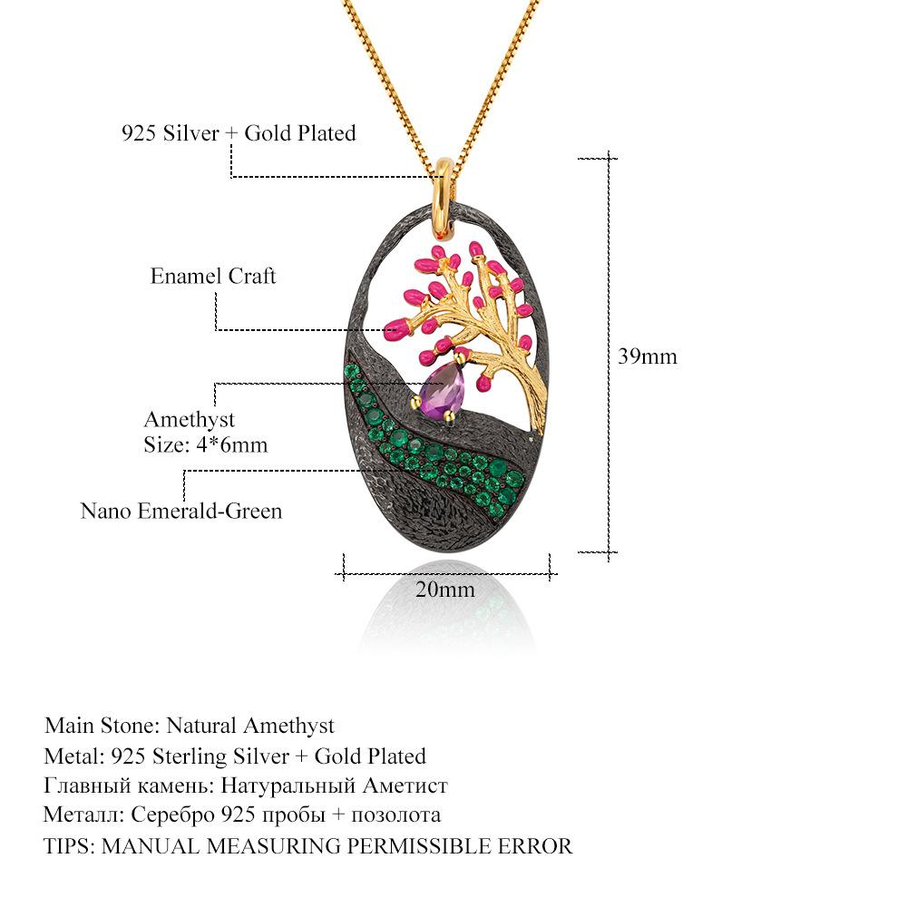 

Оригинальный итальянский дизайнерский кулон в естественном стиле, Древо жизни, дизайн, серебро 925 пробы, эмаль, ожерелье, кулон