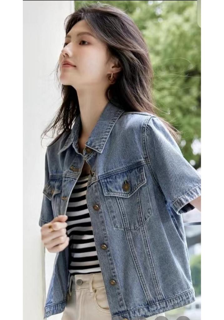 High-Quality Women's Versatile Thin Denim Short-Sleeve Jacket for Early Summer