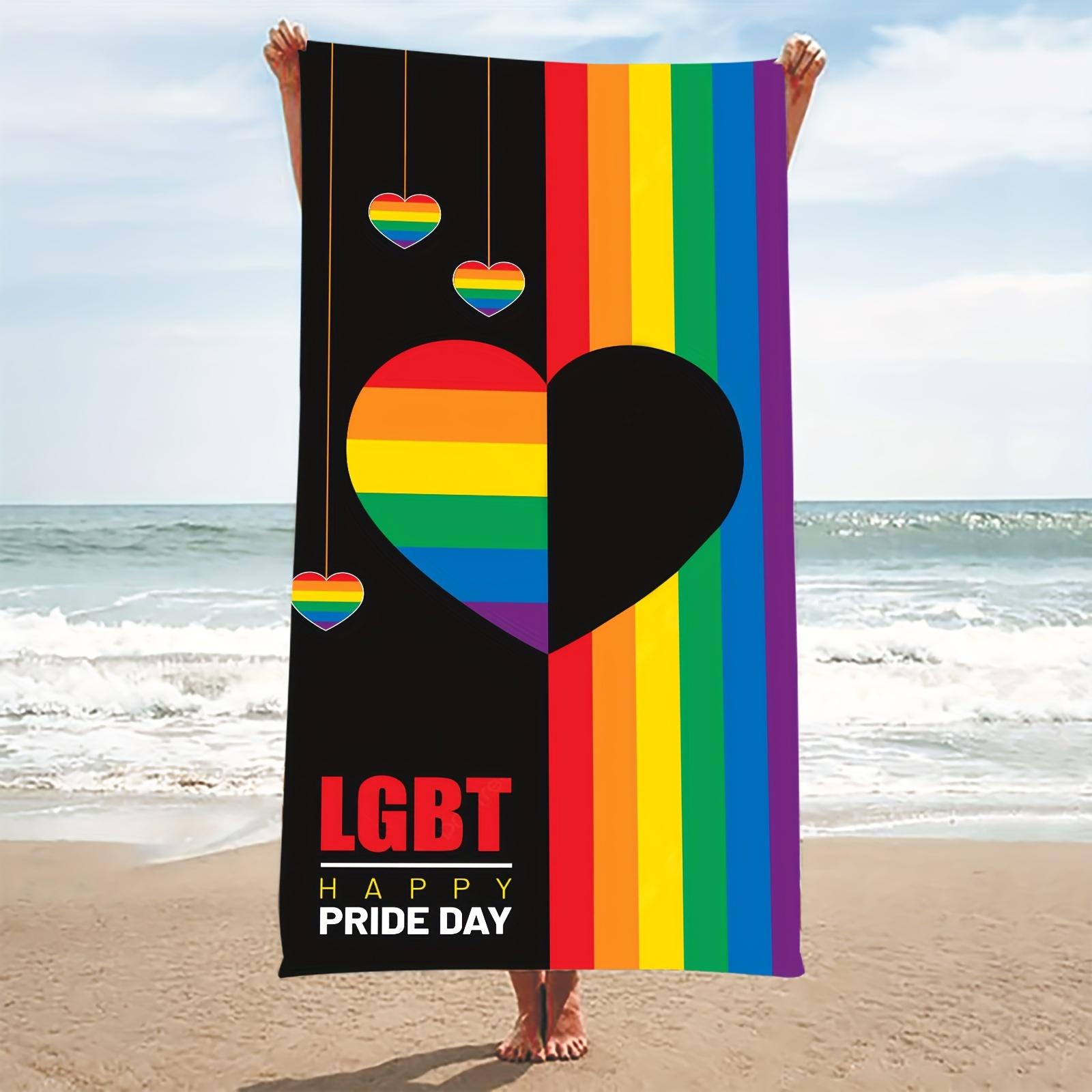 

Rainbow Love LGBT Pride Beach Towel, Super Absorbent Quick-Dry Lightweight for Camping Outdoor Parties W40*H60(CM)