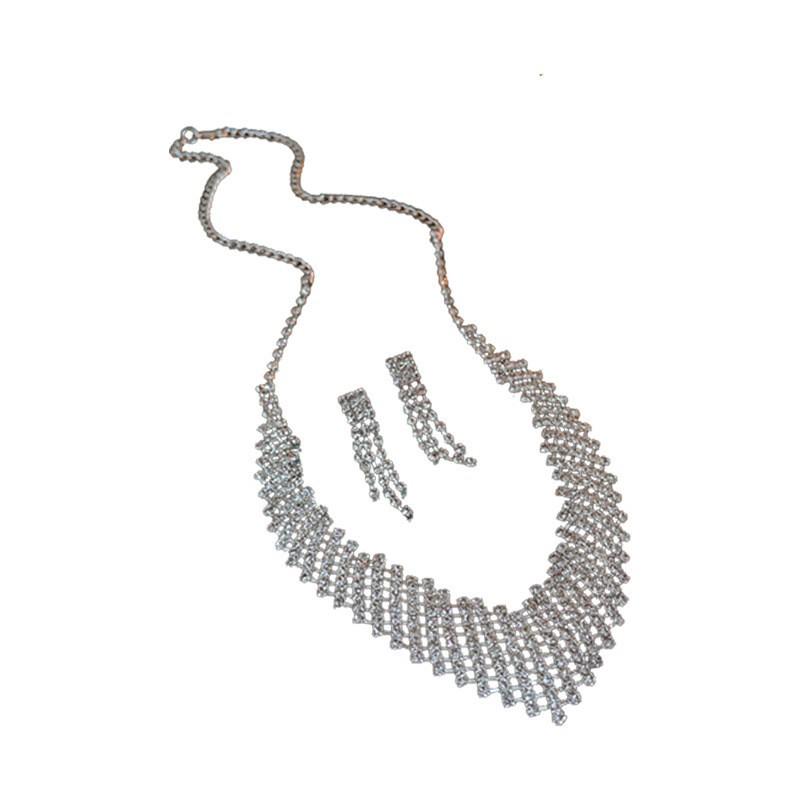 Set Colier și Cercei Geometrice cu Diamante Zirconiu - Bijuterii Elegante de Lux Ușor