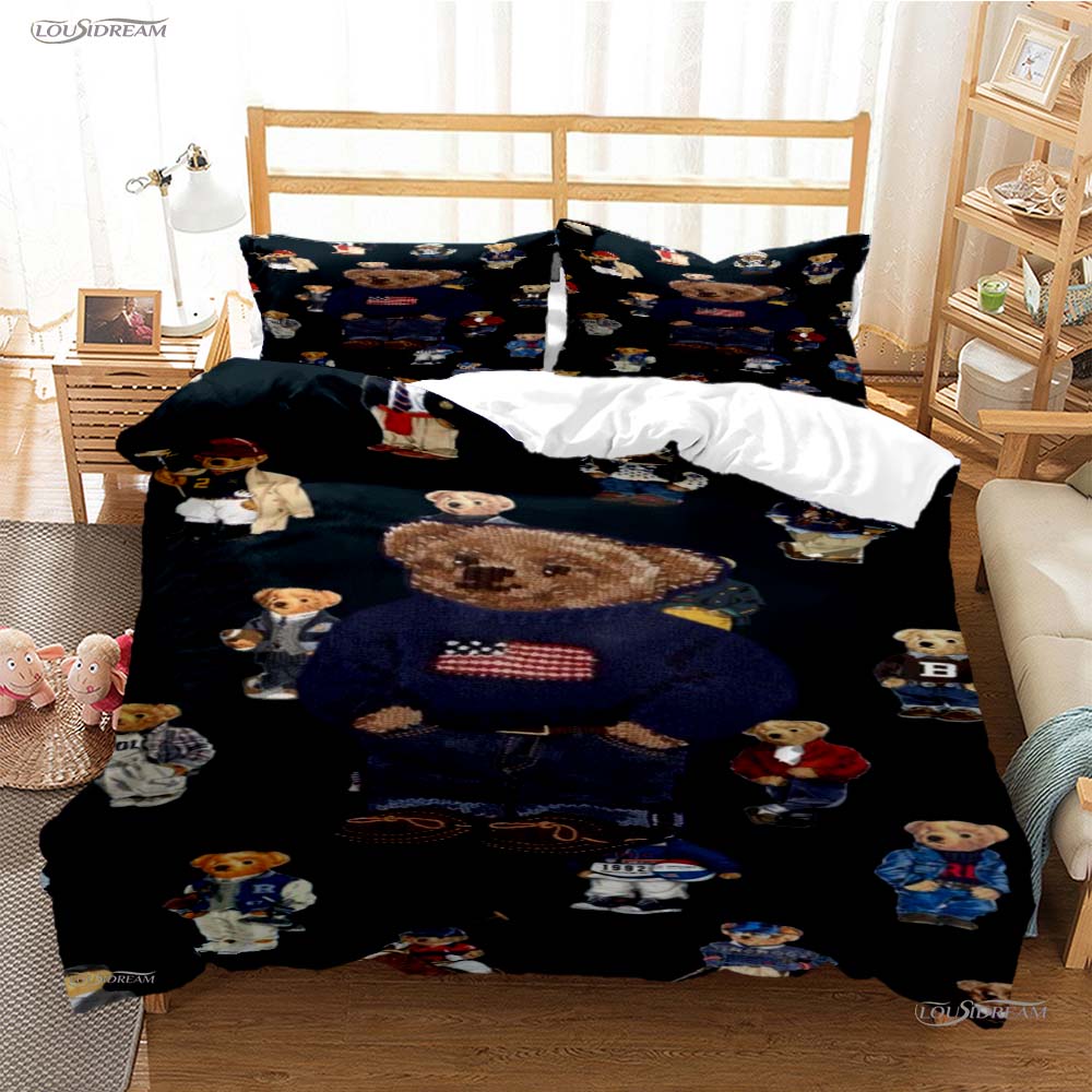 Fashion Bear Casal All Season Duvet Cover Comforter Bedding Set Soft Quilt Cover and Pillowcases Teens Single/Double/Queen/King