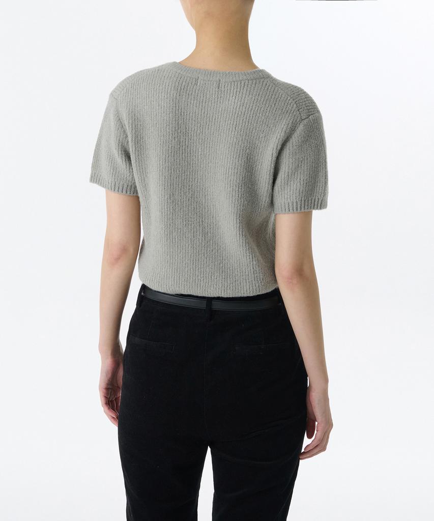MUSINSA STANDARD WOMAN Women'S Mini Boucle Ribbed Short Sleeve Knit [Light Grey]